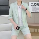 Men's Summer Short-Sleeve Suit Set: Lightweight Jacket and Shorts – Stylish, Casual, and Sharp Look