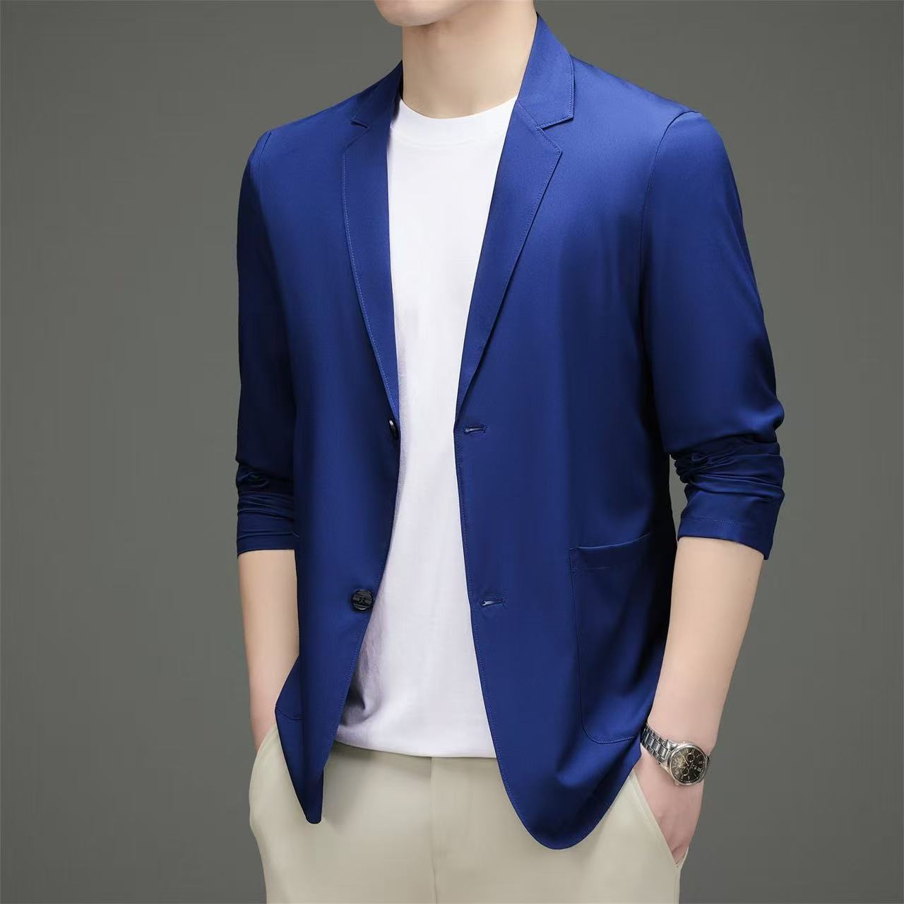92a5bad23678159c89890763f7eb25f5 Men's Premium Lightweight Casual Sun-Protection Blazer – New Breathable Ice-Silk Business Jacket (Thin Style) - Image 1