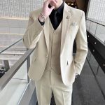 Men's suit, business casual slim fit formal wear, spring and autumn professional small suit, young groom's wedding attire